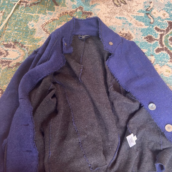 Eileen Fisher Merino Wool Jacket Blazer – XL – Indigo Blue Raw Edge - Picture 4 of 5